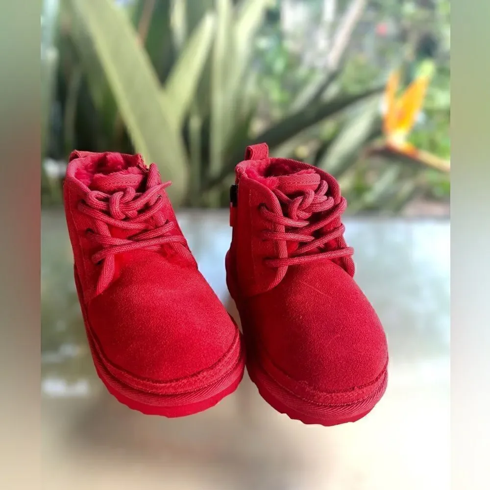UGG Neumel II Toddler Shearling Chukka Winter Boot Red Size 9 NEW